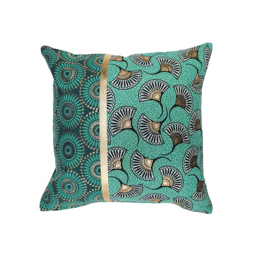 Housse De Coussin En Coton Imprimé Or - 40x40 Cm - Vert
