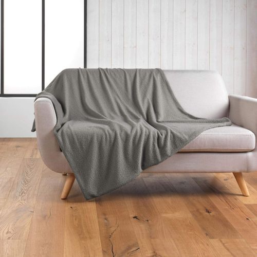 Plaid Bouclette Unie Wooly Gris 125x150 Cm