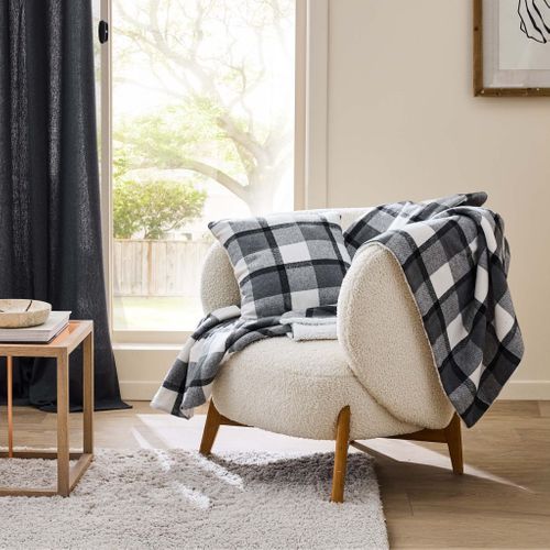 Plaid Tartan Sherpa Chaud 125x150 écossais Anthracite
