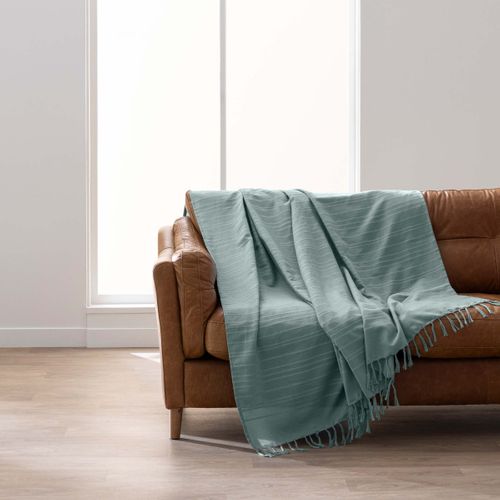 Plaid À Franges "lilia" 240x260cm Vert Sauge