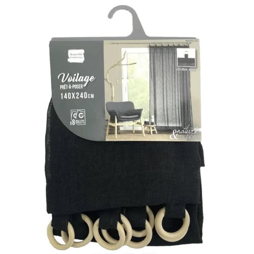 Rideau Voilage à Oeillets "minalisa" 140x240cm Noir