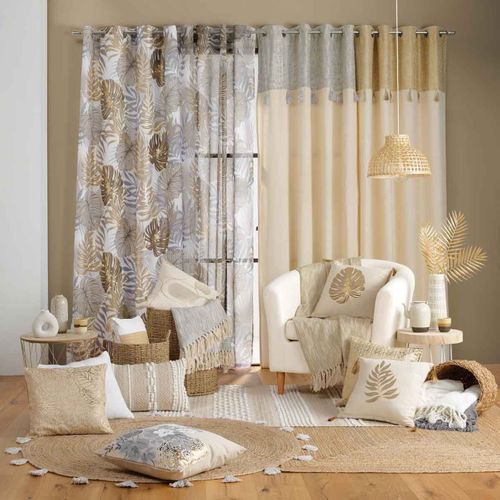 Rideau Voilage à Oeillets "mogador" 140x280cm Beige