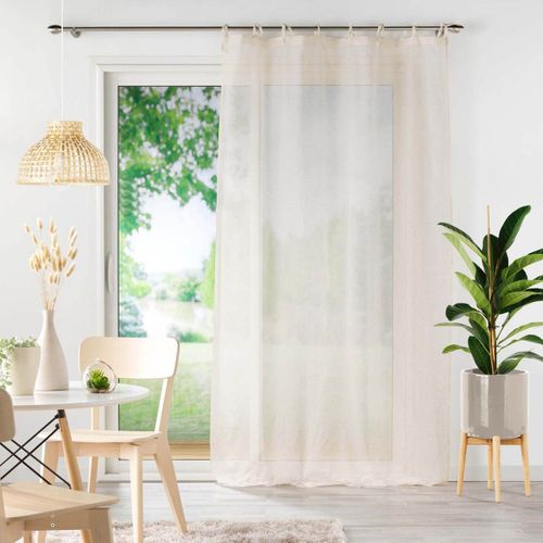 Voilage à Nouettes - Effet Lin Tissé - 140x240 Cm - Beige