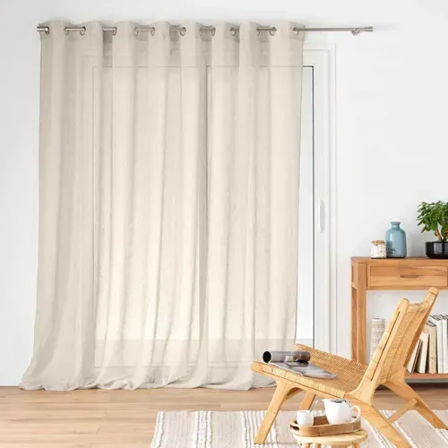 Voilage Grande Largeur - Effet Lin Tissé - 300x240 Cm - Lin