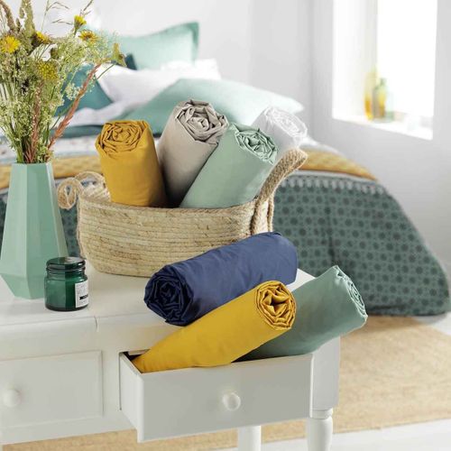Drap Plat En Coton Biologique Gris 180x190