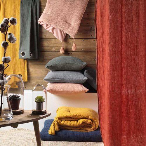 Drap Housse 140 X 190 Cm Angelia Terracotta - Gaze De Coton