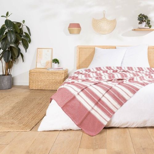 Couvre-lit Imprimé Jacquard "abby" 180x220cm Rose