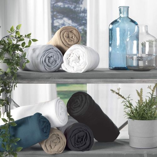 Drap Housse En Jersey Uni Sable 160x200 Cm