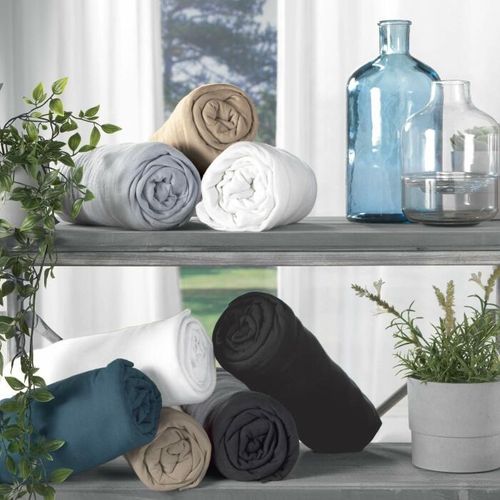 Drap Housse En Jersey Uni Sable 160x200 Cm