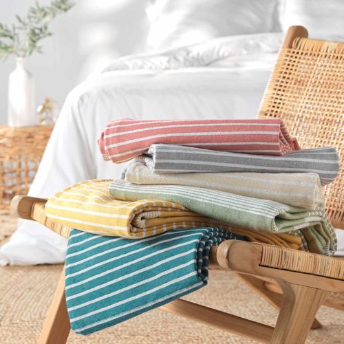 Couvre-lit Tissé Imprimé "adele" 180x220cm Bleu