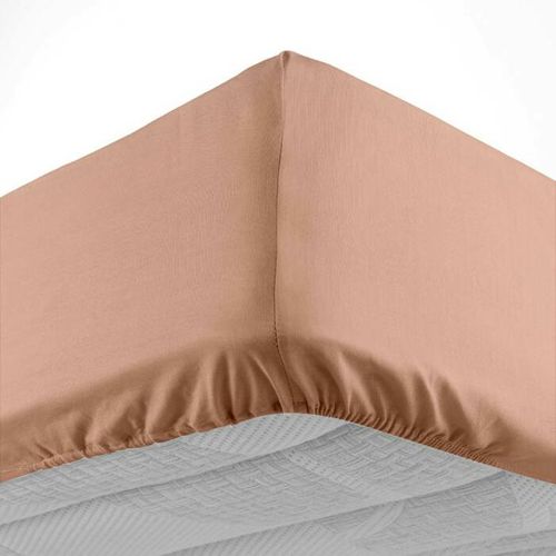 Drap-housse 2 Personnes 140 X 190 Cm Coton 57 Fils Lina Blush – Bonnet 30 Cm