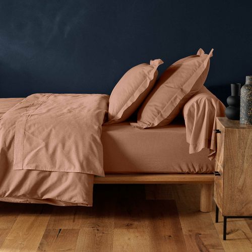 Drap-housse 2 Personnes 140 X 190 Cm Coton 57 Fils Lina Blush – Bonnet 30 Cm