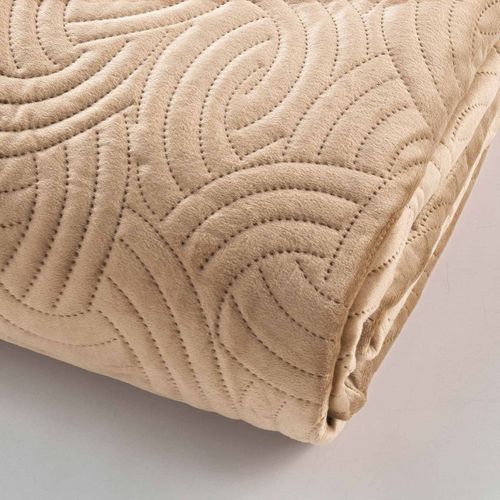 Couvre-lit et 2 Housses De Coussin "solange" 240x260cm Beige Lin