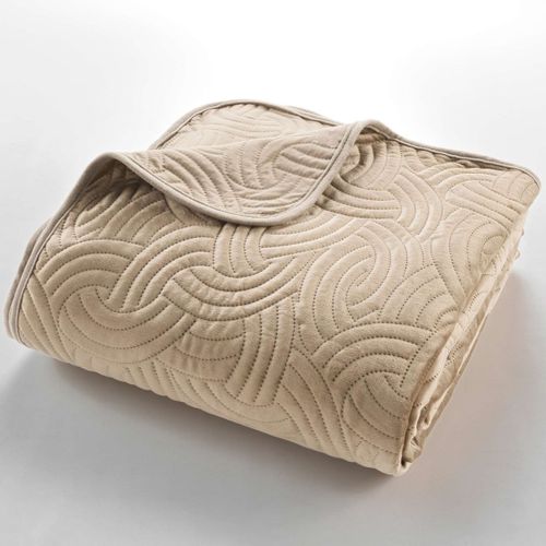 Couvre-lit et 2 Housses De Coussin "solange" 240x260cm Beige Lin