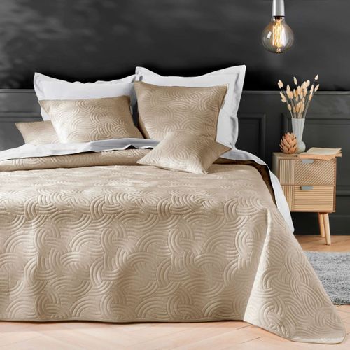 Couvre-lit et 2 Housses De Coussin "solange" 240x260cm Beige Lin