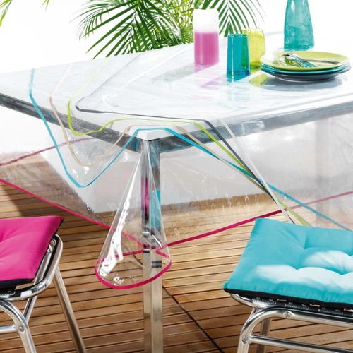 Nappe Cristal "garden" 140x240cm Transparent et Blanc