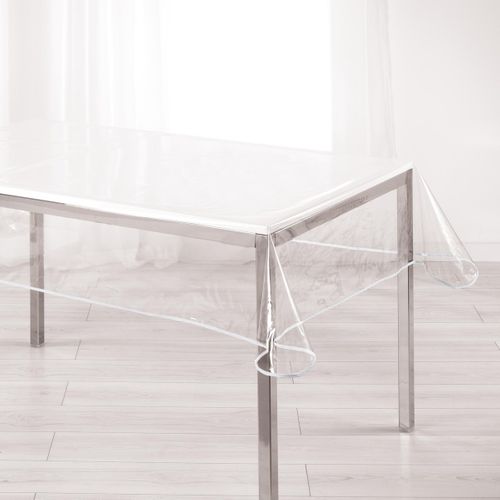 Nappe Cristal "garden" 140x240cm Transparent et Blanc
