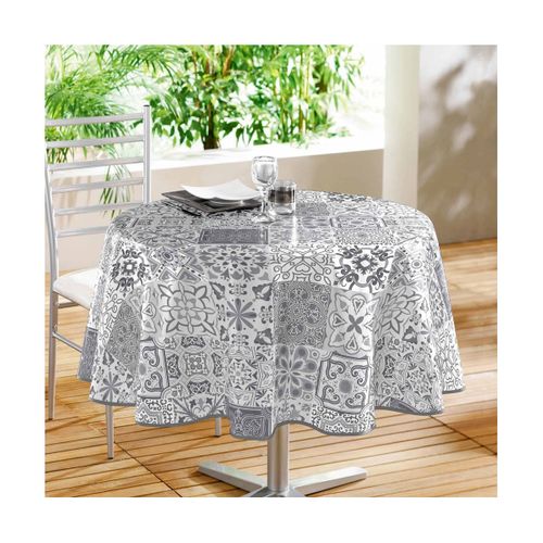 Nappe Ronde Toile Cirée "persane" 160cm Gris
