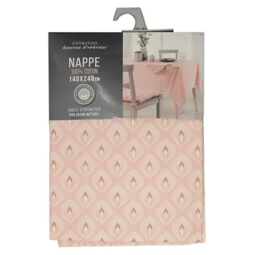 Nappe Imprimée En Coton "fina" 140x240cm Rose