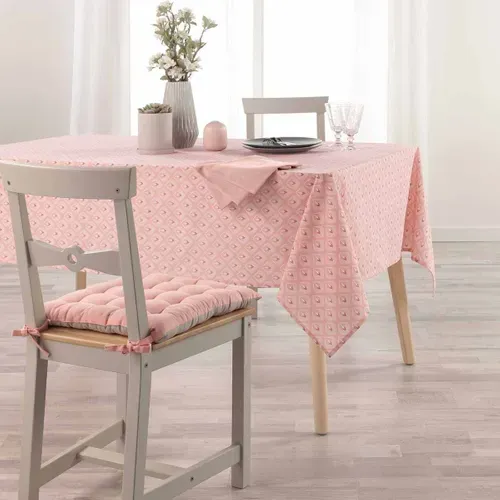 Nappe Imprimée En Coton "fina" 140x240cm Rose