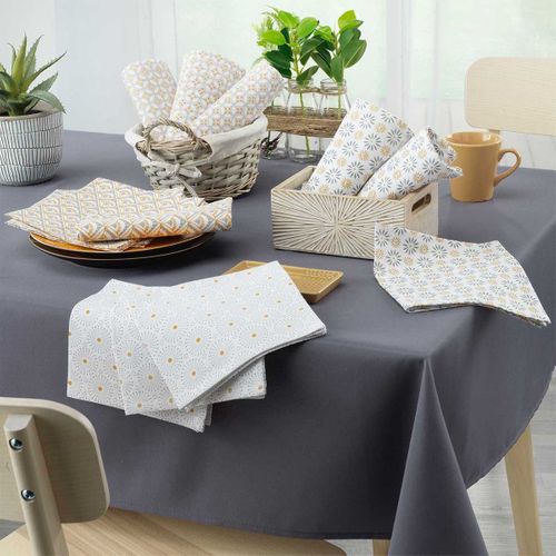 Lot De 3 Serviettes De Table "floreor" 40x40cm Gris