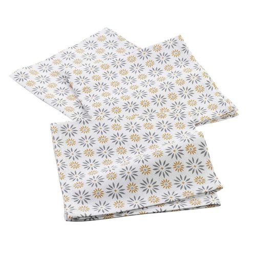 Lot De 3 Serviettes De Table "floreor" 40x40cm Gris
