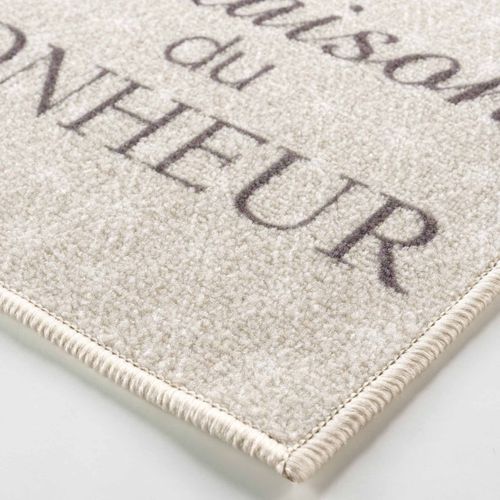 Tapis Déco Imprimé "happiness" 50x120cm Beige