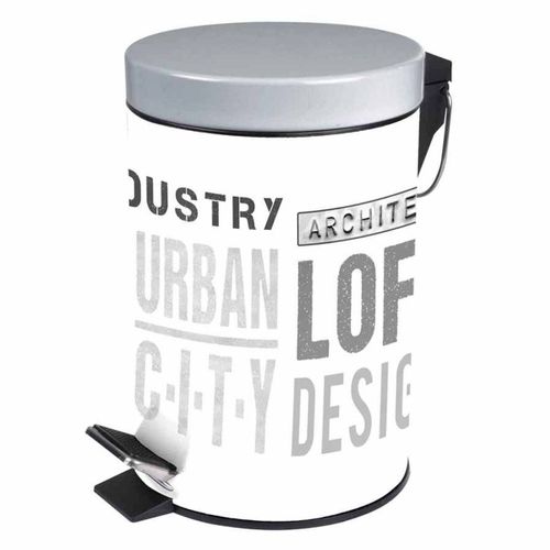 Poubelle à Pédale Imprimée "urban Loft" 3l Blanc