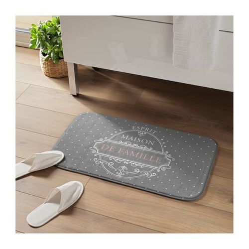 Tapis De Bain "maison De Famille" 45x75cm Gris