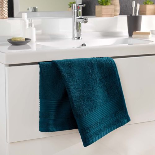 Serviette De Toilette "tendresse " 50x90cm Bleu Indigo