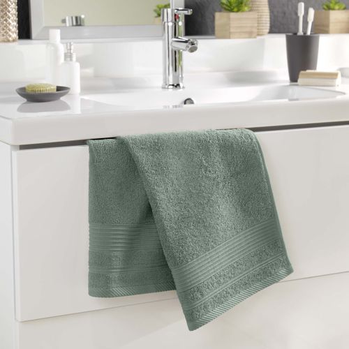 Serviette De Toilette "tendresse " 50x90cm Vert Cèdre