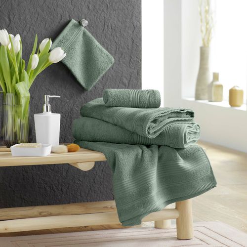 Serviette De Toilette "tendresse " 50x90cm Vert Cèdre