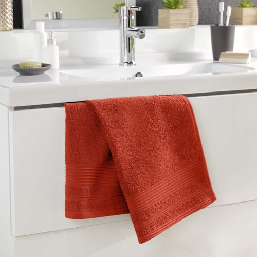 Serviette De Toilette "tendresse " 50x90cm Rouge