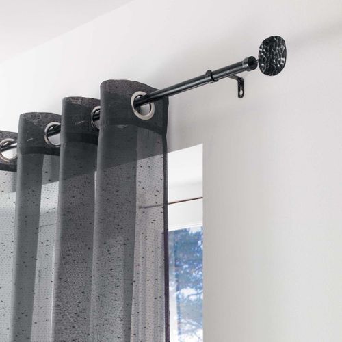 Kit De Tringle Déco Avec Embouts Ronds Martelés - 120-210 Cm - Noir