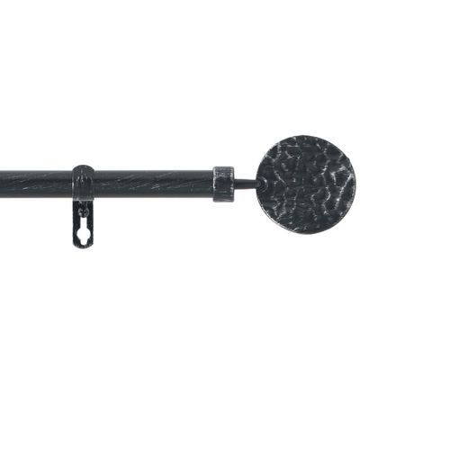 Kit De Tringle Déco Avec Embouts Ronds Martelés - 120-210 Cm - Noir