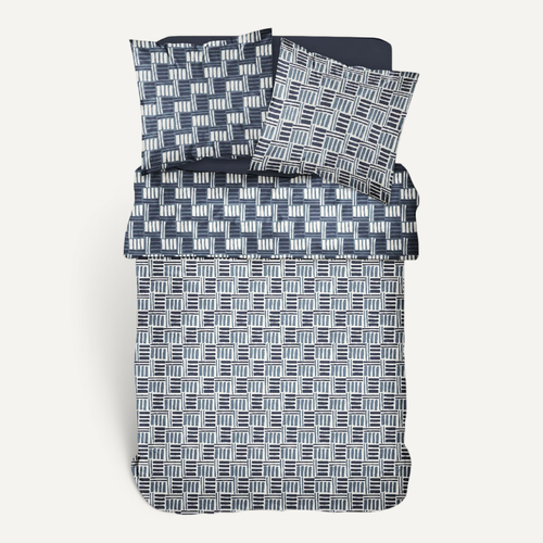 Parure De Lit Coton 2 Personnes Imprimé Graphique Sunshine 63x63 Cm Bleu