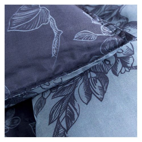 Parure De Lit Coton 2 Personnes Imprimé Floral Sunshine 63x63 Cm Bleu