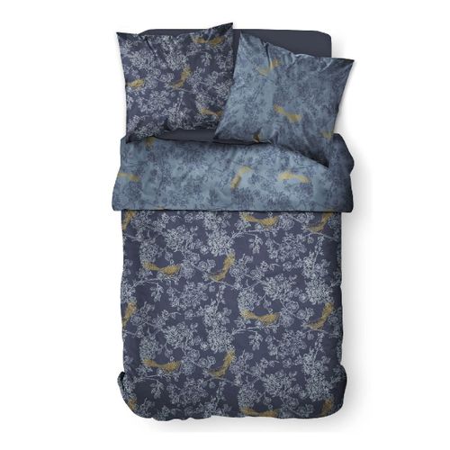 Parure De Lit Coton 2 Personnes Imprimé Floral Sunshine 63x63 Cm Bleu