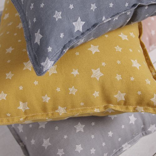 Lot De 2 Coussins Décoration Coton Imprimé étoiles Stella 40x40 Cm Bleu