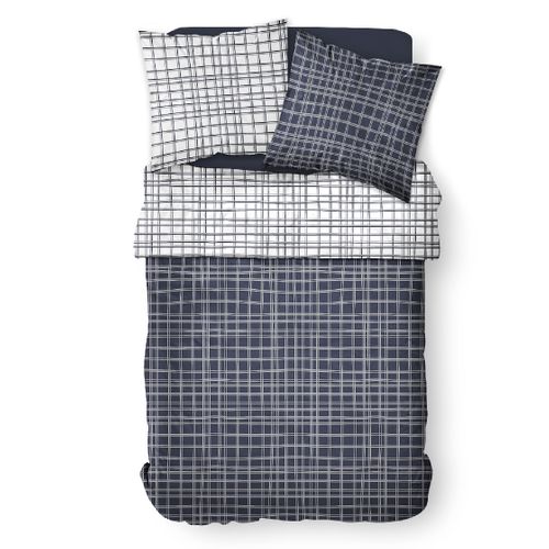 Parure De Lit 2 Personnes Imprimé Rayures Coton Sunshine Dani 63x63 Cm Blanc