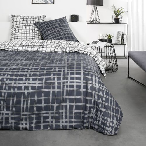 Parure De Lit 2 Personnes Imprimé Rayures Coton Sunshine Dani 63x63 Cm Blanc