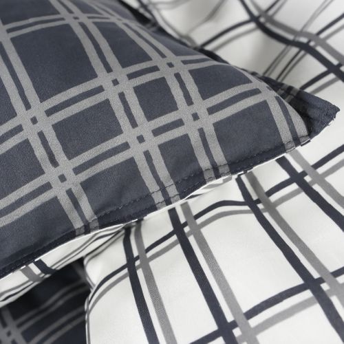 Parure De Lit 2 Personnes Imprimé Rayures Coton Sunshine Dani 63x63 Cm Blanc