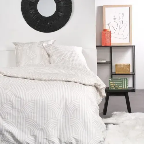 Housse De Couette 240x260 Cm 2 Places - 100% Coton 57 Fils/cm² - Beige