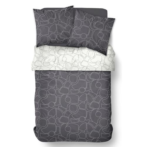 Housse De Couette Réversible 220 X 240 Cm 100% Coton - Motif Géométrique