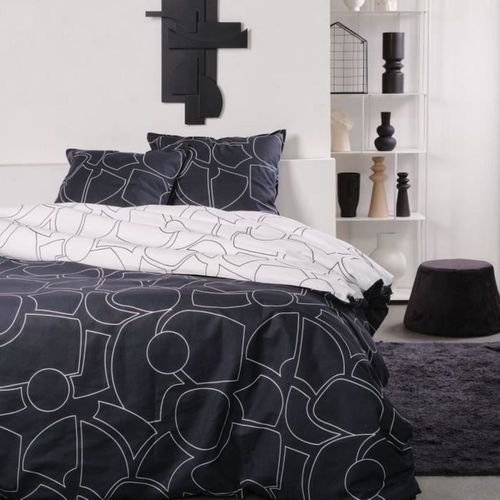 Housse De Couette Réversible 220 X 240 Cm 100% Coton - Motif Géométrique