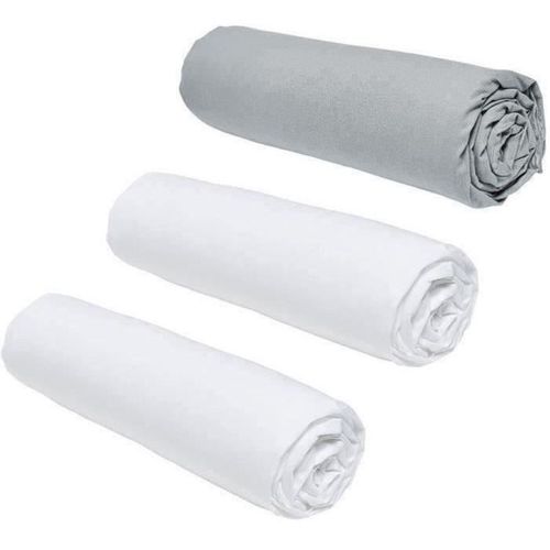 Pack De 3 Draps Housses 140 X 190 Cm 100% Coton – Chalk et Steel, Profondeur 25 Cm