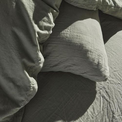 Parure De Lit - 123327 - 1 Personne - 140x200 Cm - Gaze De Coton Unie - Sauge