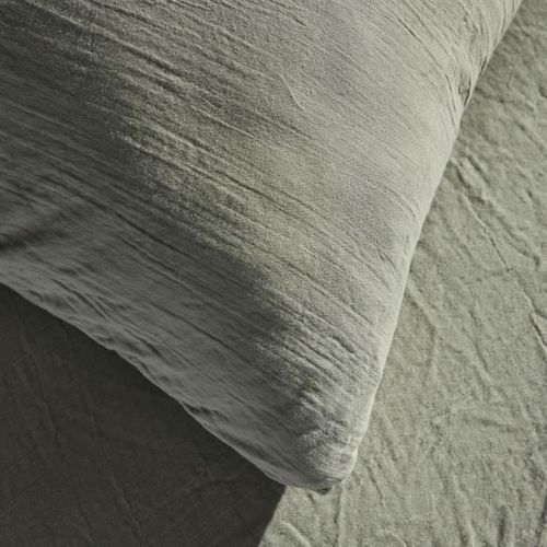 Parure De Lit - 123327 - 1 Personne - 140x200 Cm - Gaze De Coton Unie - Sauge