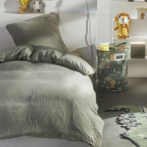 Parure De Lit - 123327 - 1 Personne - 140x200 Cm - Gaze De Coton Unie - Sauge