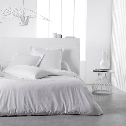 Drap Housse Grand Bonnet 2 Personnes Uni Coton Prestige 140x190 Cm Blanc